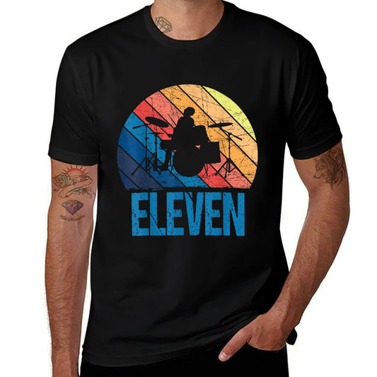 11 Year Old 11th Birthday Boy Drummer Drums Drumming  Summer-ready Fabric T-Shirt