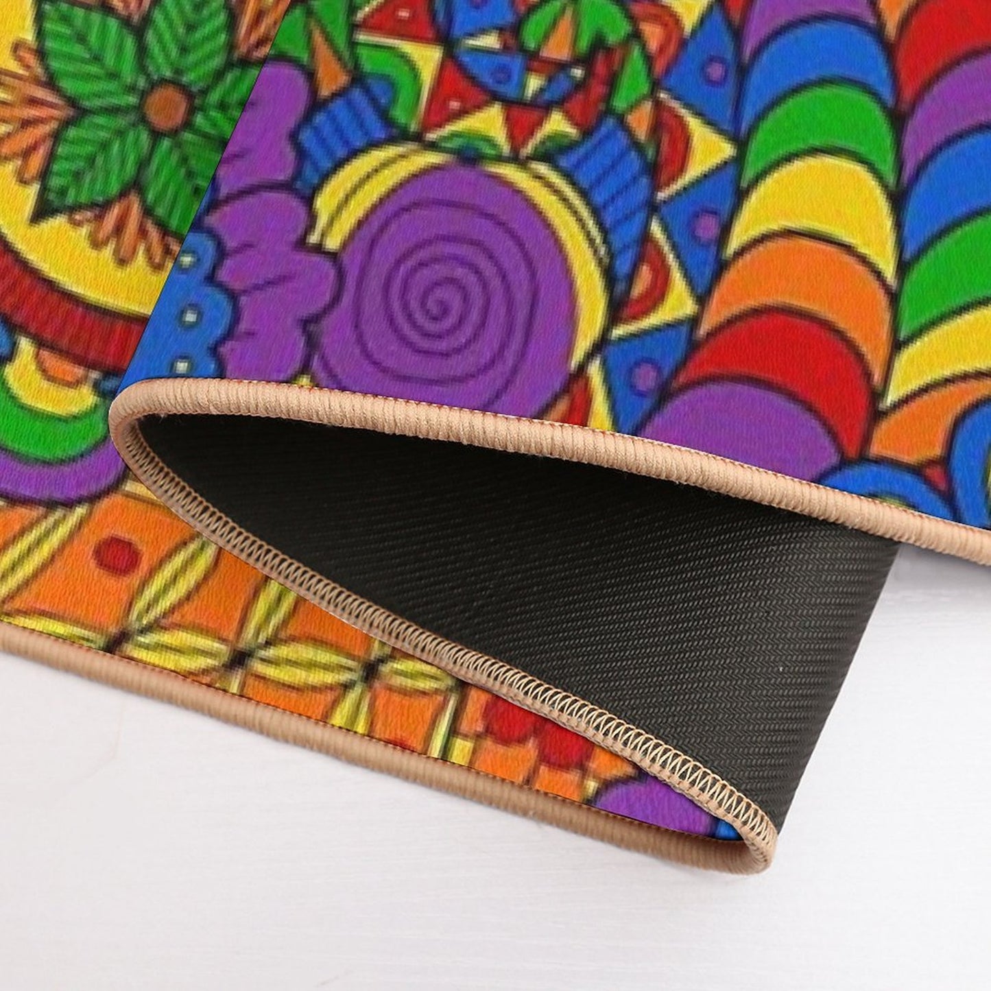 Happy Hippy Psychedelic Rainbow Design  Long-Lasting Bath Mat