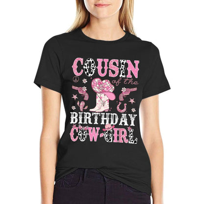 Cousin Of The Birthday CowGirl Pink Disco Rodeo Western  Moisture-wicking T-Shirt