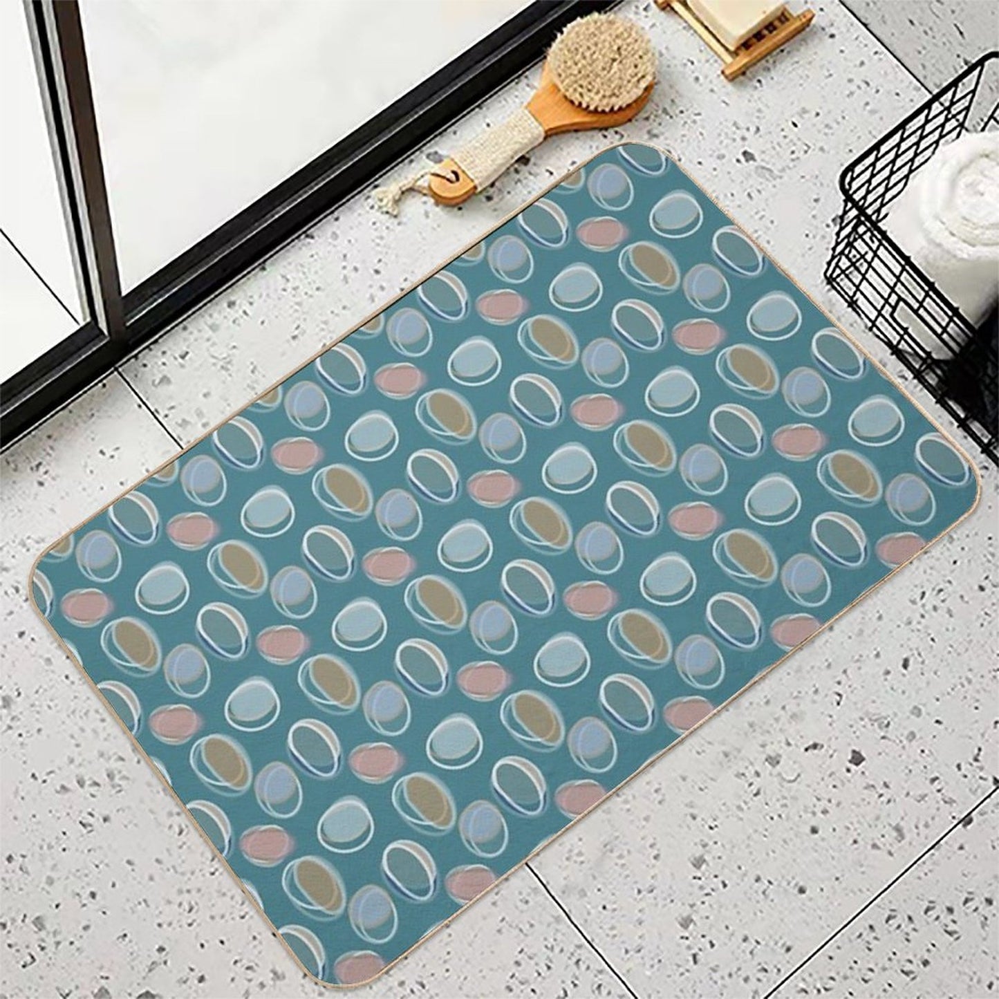 Seaglass Cocentric Circles  Eco-Friendly Bath Mat