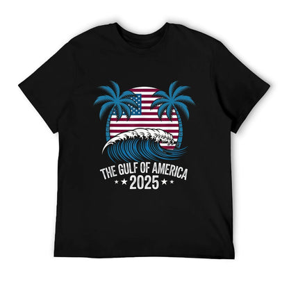 Retro Gulf Mexico Gulf Of USA America Est 2025 American Flag Eco-friendly Material T-Shirt
