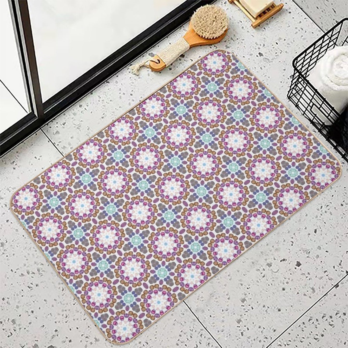 Mediterranean Mosaic Tiles  Azulejo  Slip-Resistant Bath Mat