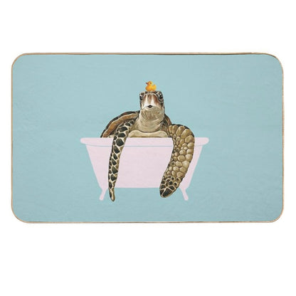 Sea Turtle in Bathtub  Eco-Friendly Bath Mat