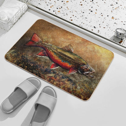 Spawning Male Brook Trout Illustration  Easy Maintenance Bath Mat