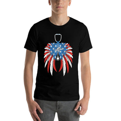 Nurse Merica Freedom Wings American 4th July Men Women  Ribbed Collar T-Shirt