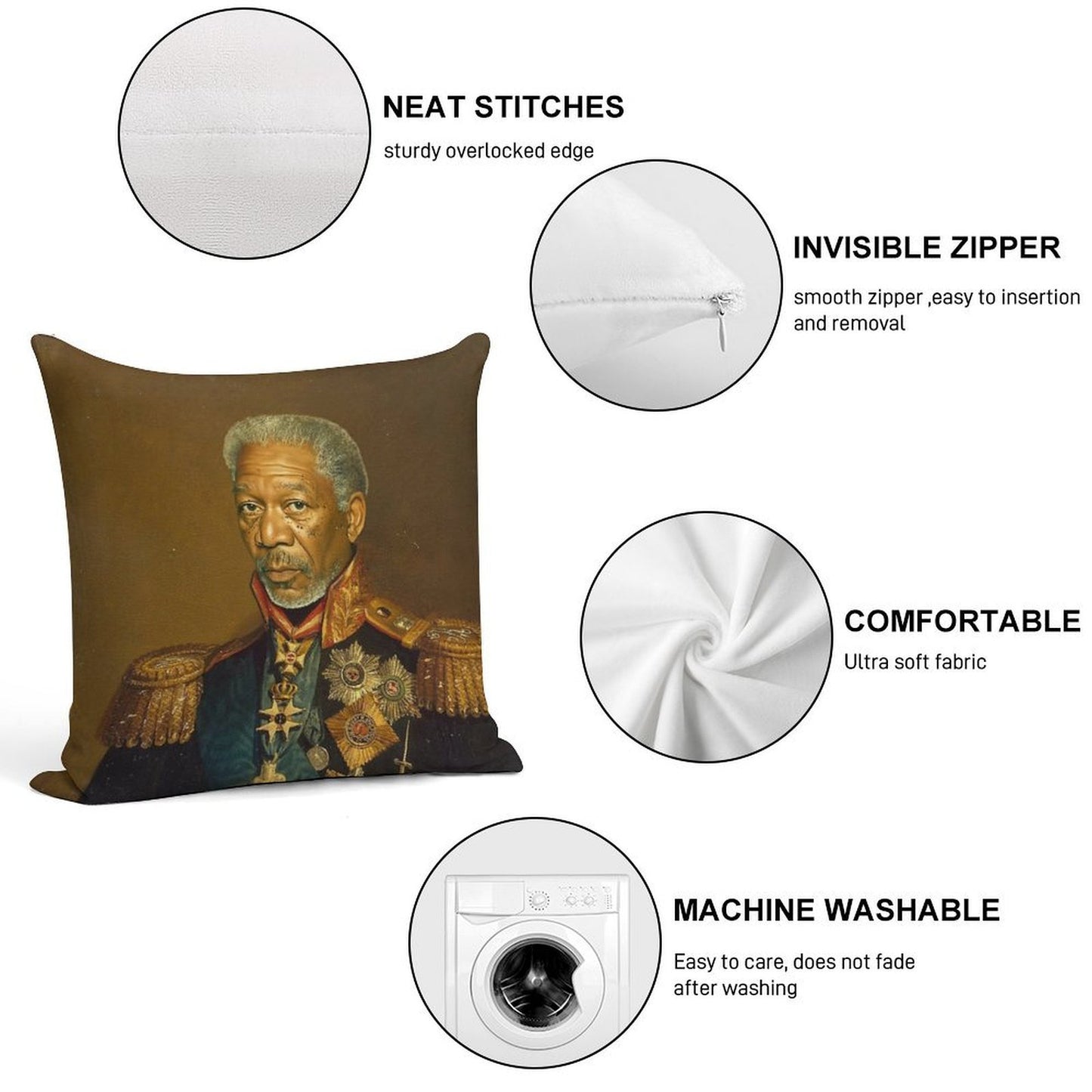 Morgan Freeman - Replaceface Soft Home Decor Throw Pillow