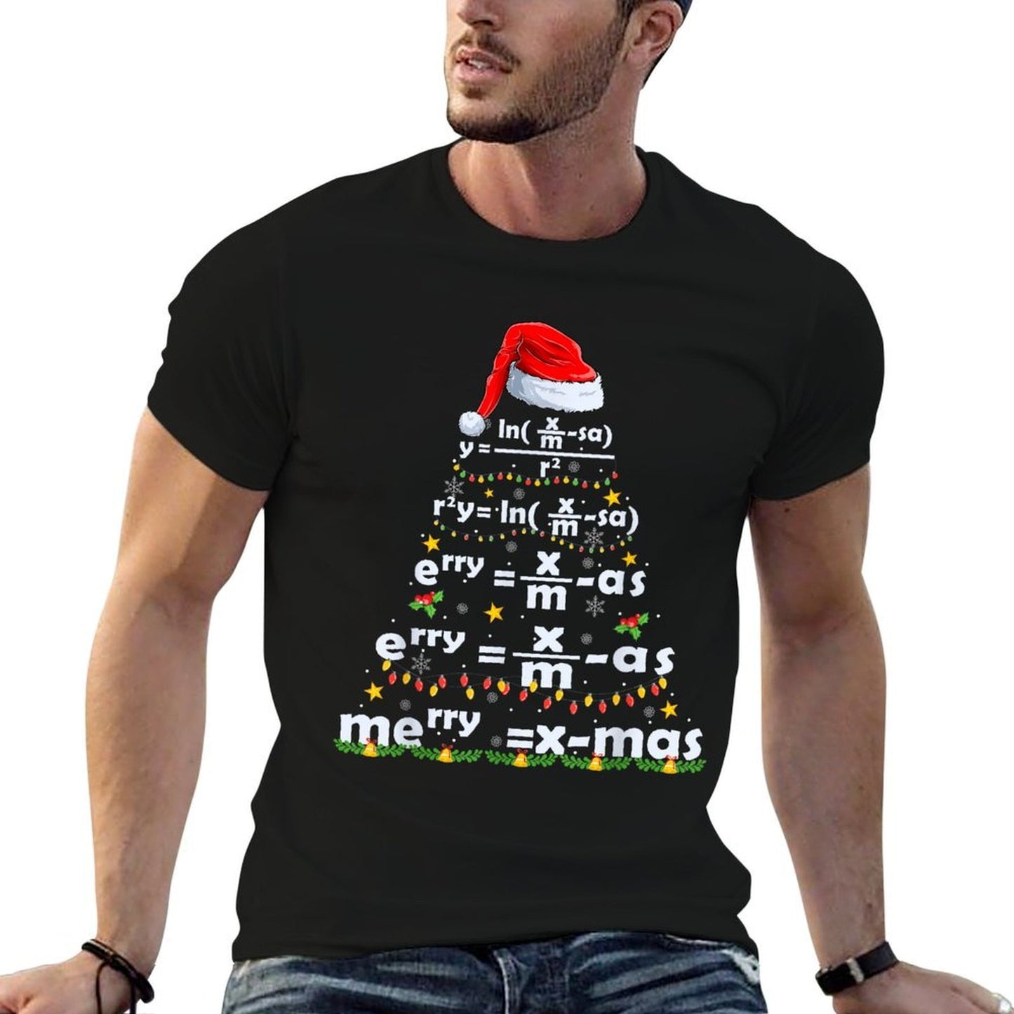 Math Equation Merry X-mas Funny Math Teacher Christmas Humor Men Women Kids  Polyester Blend T-Shirt