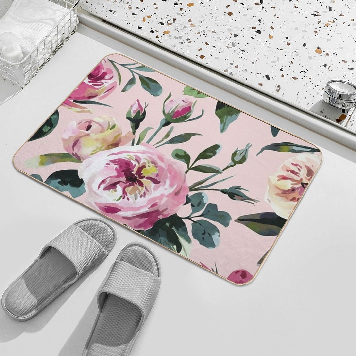 Graceful Watercolor Blossoms - Beautiful Nature Art  Anti-Trip Bath Mat