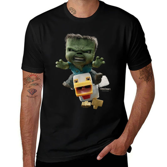 A Minecraft Movie Chicken Jockey Baby Zombie Attack Comfortable T-Shirt
