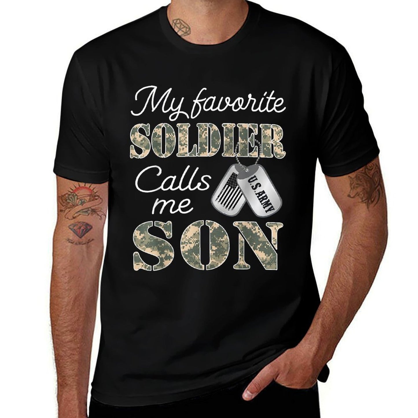 My Favorite Soldier Calls Me Son Proud Army Son US Army  Lightweight T-Shirt