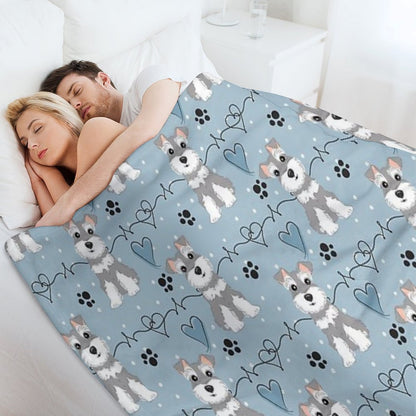 Love Salt And Pepper Miniature Schnauzer Plush Throw Blanket