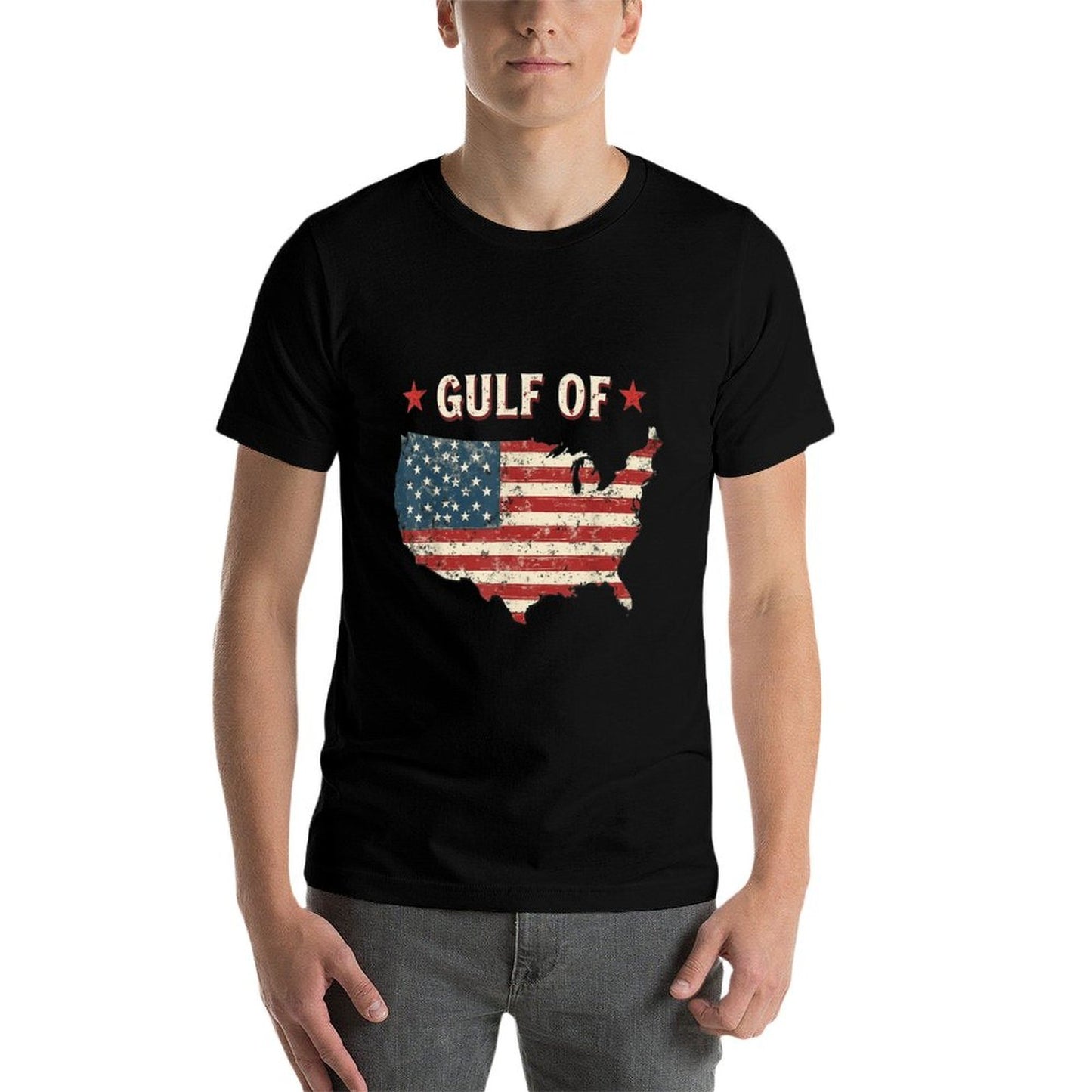 Gulf of USA America Funny USA Flag Vintage Retro Breathable T-Shirt