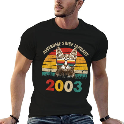 Awesome Since January 2003 Vintage Cat 21st Birthday Comfortable T-Shirt