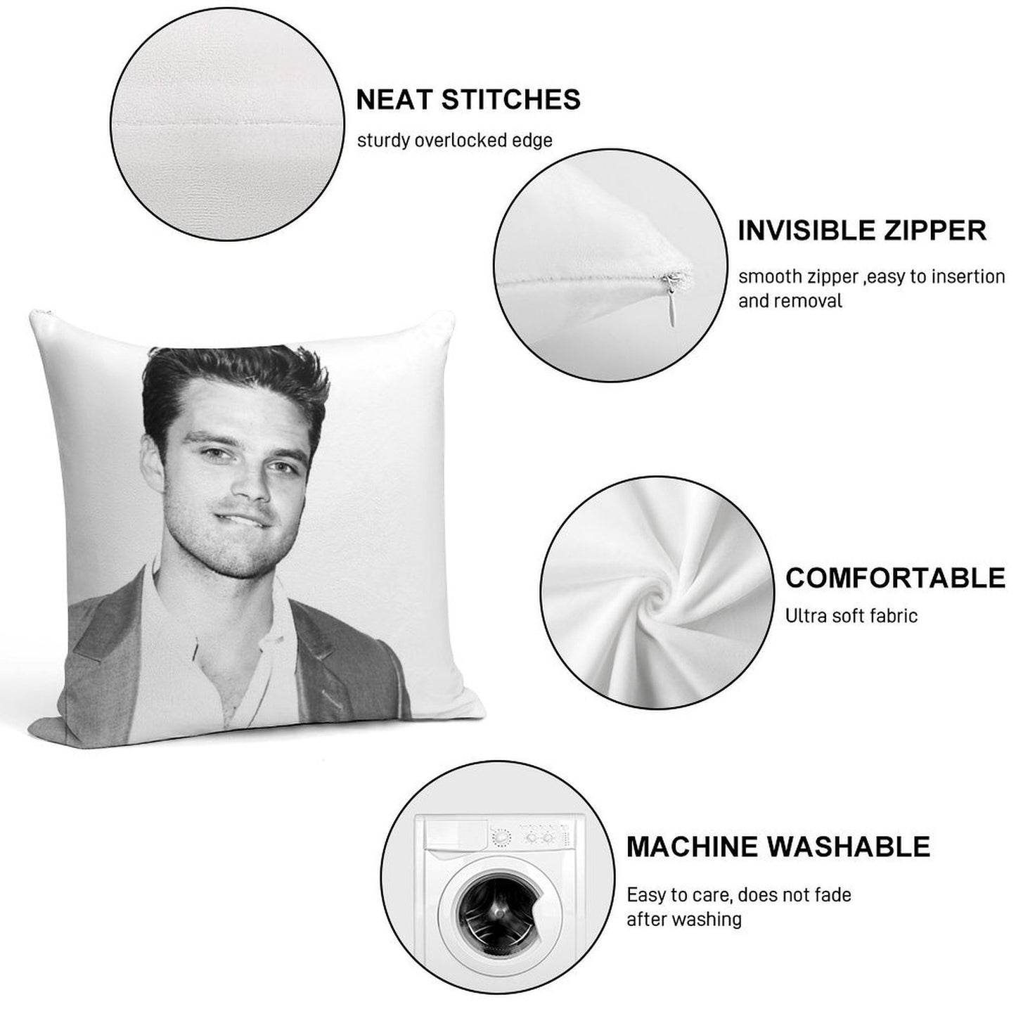 Sebastian Stan Soft Anti-Pilling Throw Pillow
