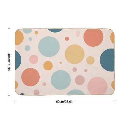 A Design of A Polka Dots Pattern in Soft Pastel Colors with A Gentle, Subtle Arrangement of Dots.  Rapid-Drying Bath Mat
