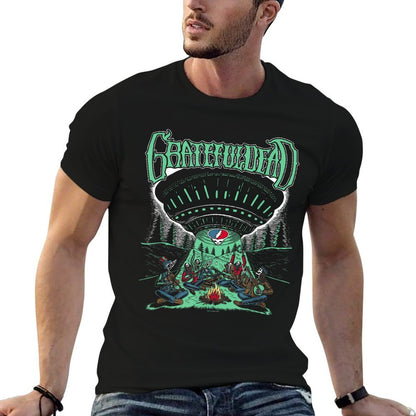 Grateful Dead Skeletons And Aliens Camping Band Durable T-Shirt