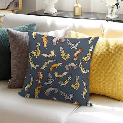 Chub Geckos in Dark Grey Soft Fade-Resistant Throw Pillow