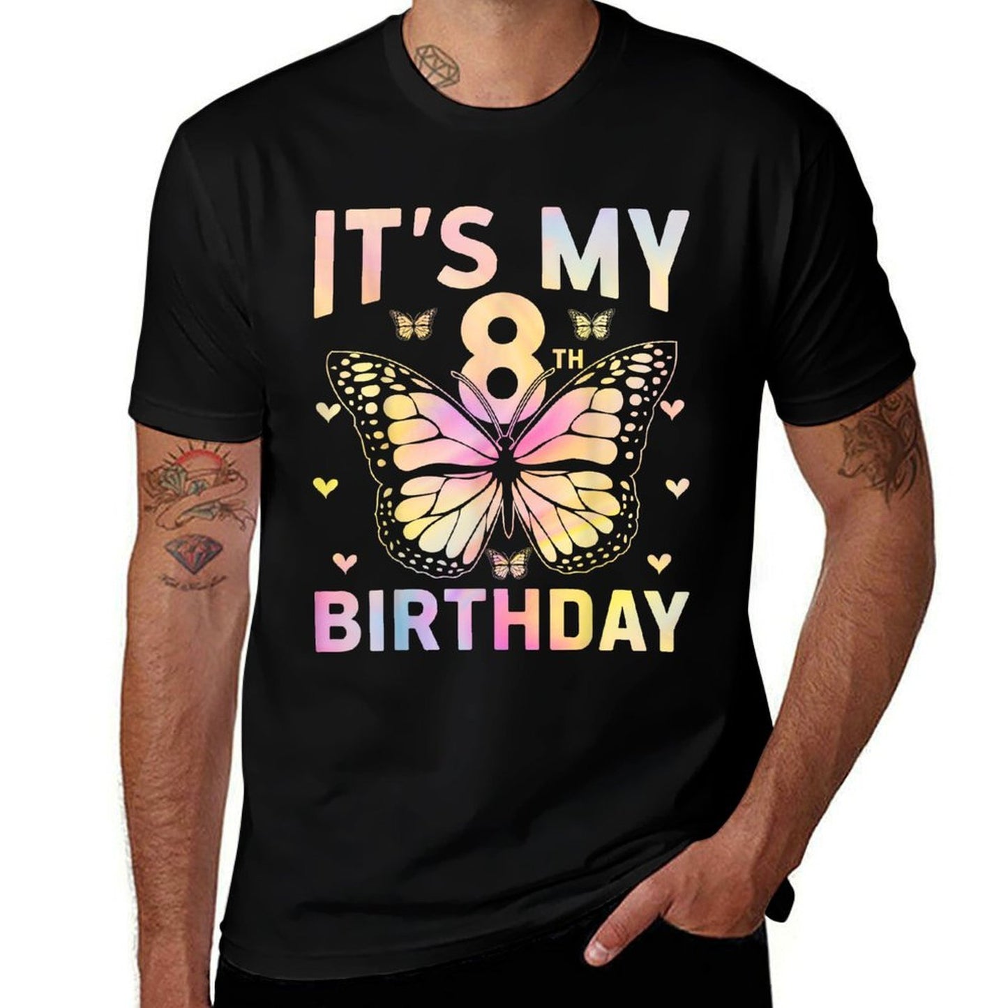 It's My 8 Birthday Butterfly Eight Years Old 8th Birthday  Easy-care T-Shirt