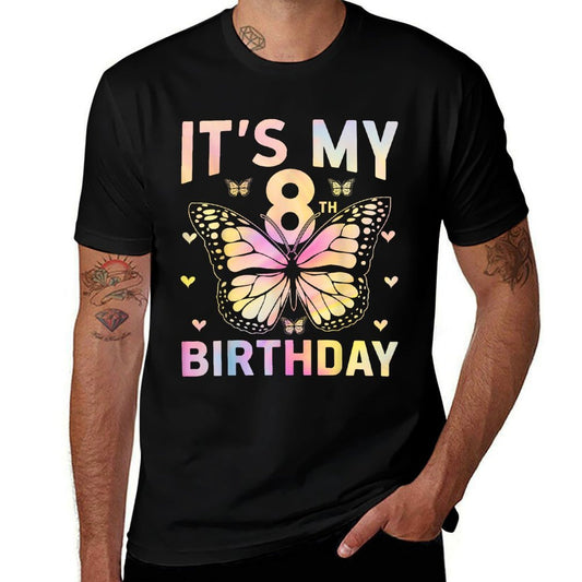 It's My 8 Birthday Butterfly Eight Years Old 8th Birthday  Easy-care T-Shirt