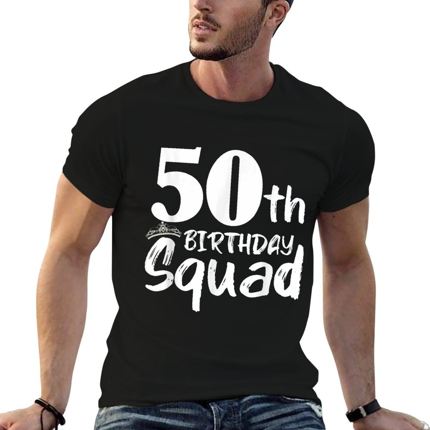 Funny 50th Birthday Squad Party Fifty Old  Versatile T-Shirt