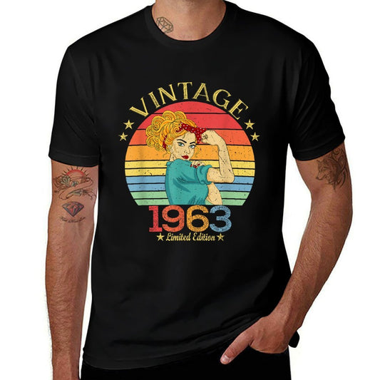 1963. Womens Gift Vintage 1963 Gifts for Women Born in 1963  Heathered Texture T-Shirt