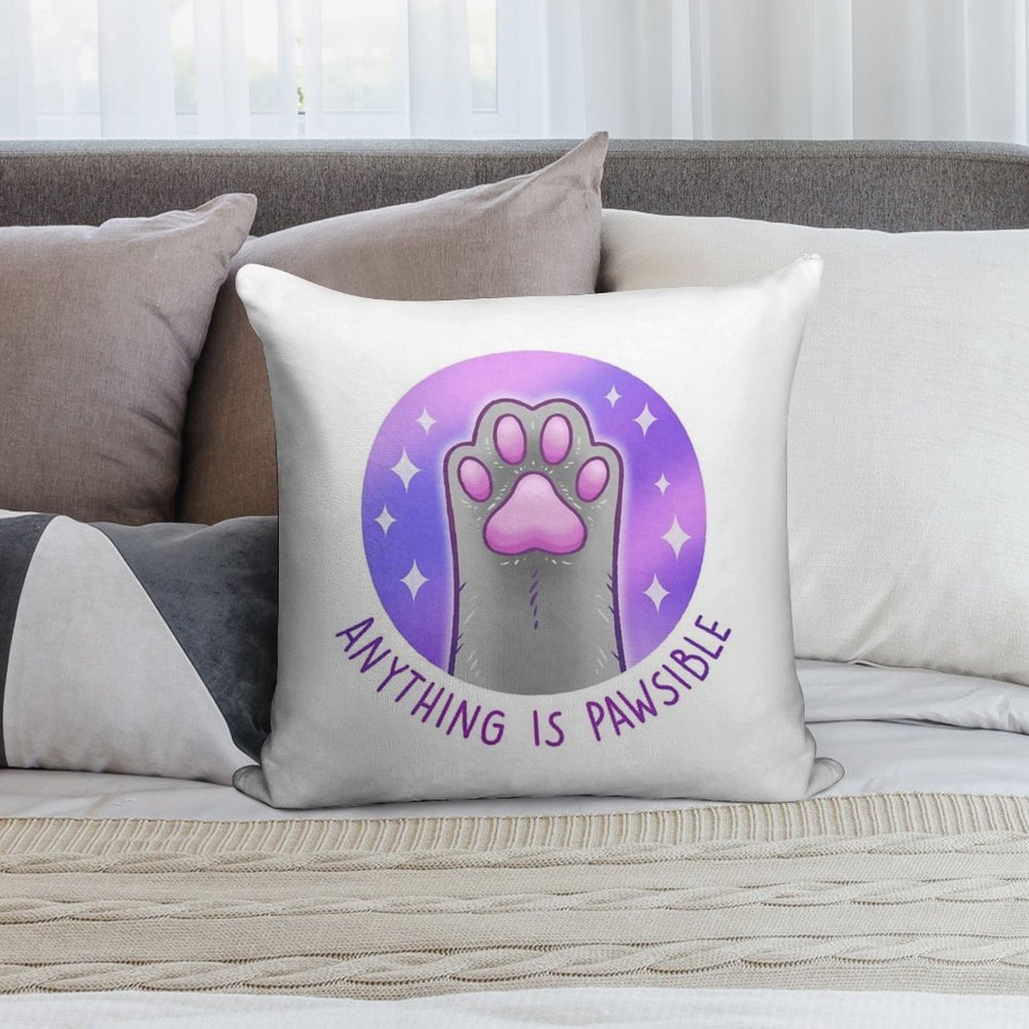 Anything Is Pawsible Soft Gift Ready Throw Pillow