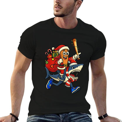 Funny Tung Tung Sahur Riding Tralala Xmas Italian Brainrot  Vintage-inspired T-Shirt