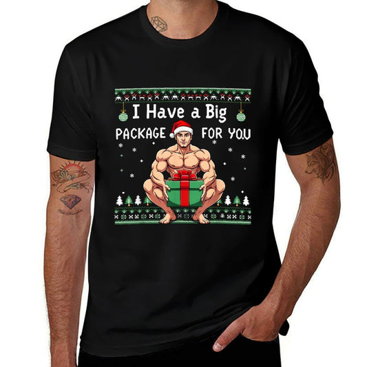 Xmas I Have A Big Package for You Christmas Funny Muscle Man  Soft T-Shirt