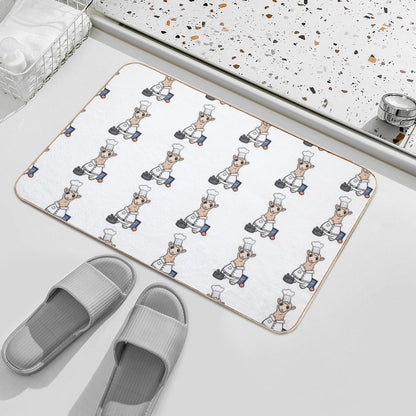 Chef Llama- Cute Cooking Animal Illustration for Foodies & Animal Lovers  Pet-Safe Bath Mat