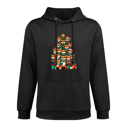 Fox Christmas Tree Funny Fox Xmas Cotton-Polyester Blend Hoodie
