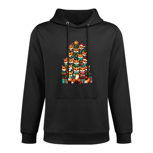 Fox Christmas Tree Funny Fox Xmas Cotton-Polyester Blend Hoodie