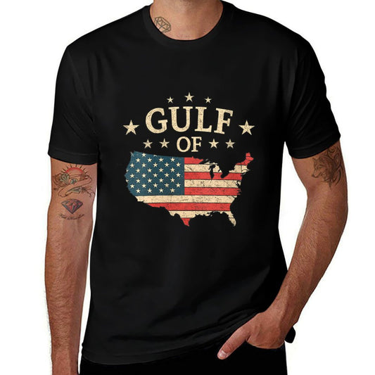Womens Gulf of USA America Funny USA Flag For Men Women Vintage V-Neck Oversized Silhouette T-Shirt
