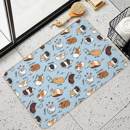 Guinea Pig Daily To-Do List - Blue Background  Easy Maintenance Bath Mat