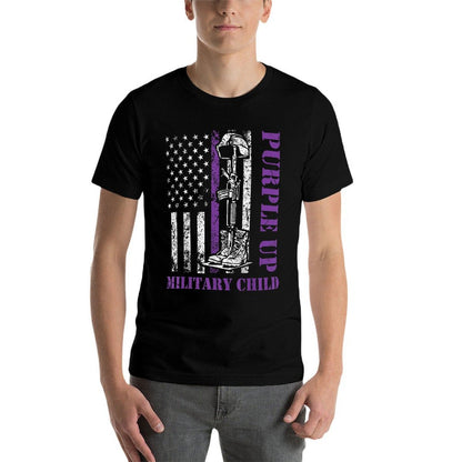 Purple Up Military Kids Month of Military Child Retro  Graphic-printed T-Shirt