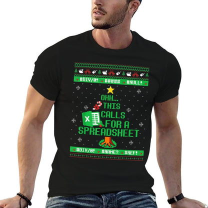 Oh This Calls for A Spreadsheet Christmas Excel Ugly Sweater  Rolled Sleeves T-Shirt