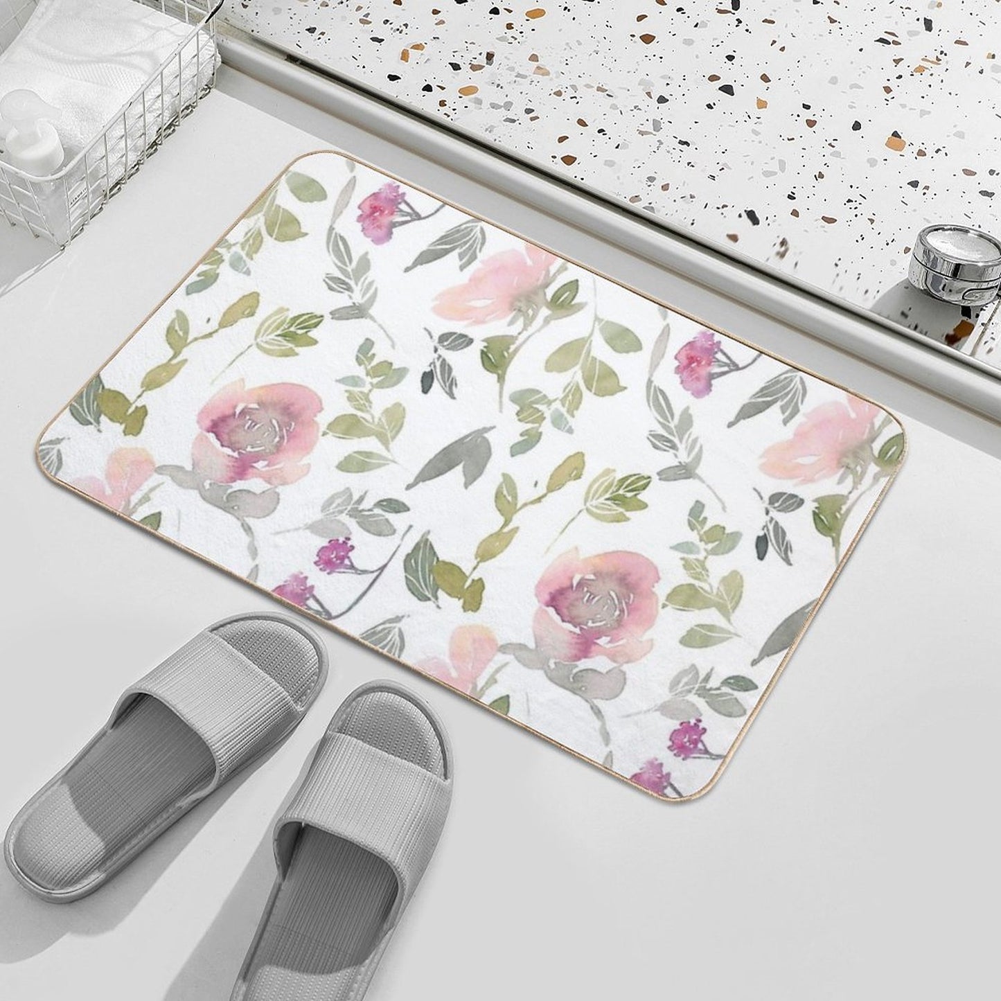 Watercolor Flower Pattern  Versatile Bath Mat