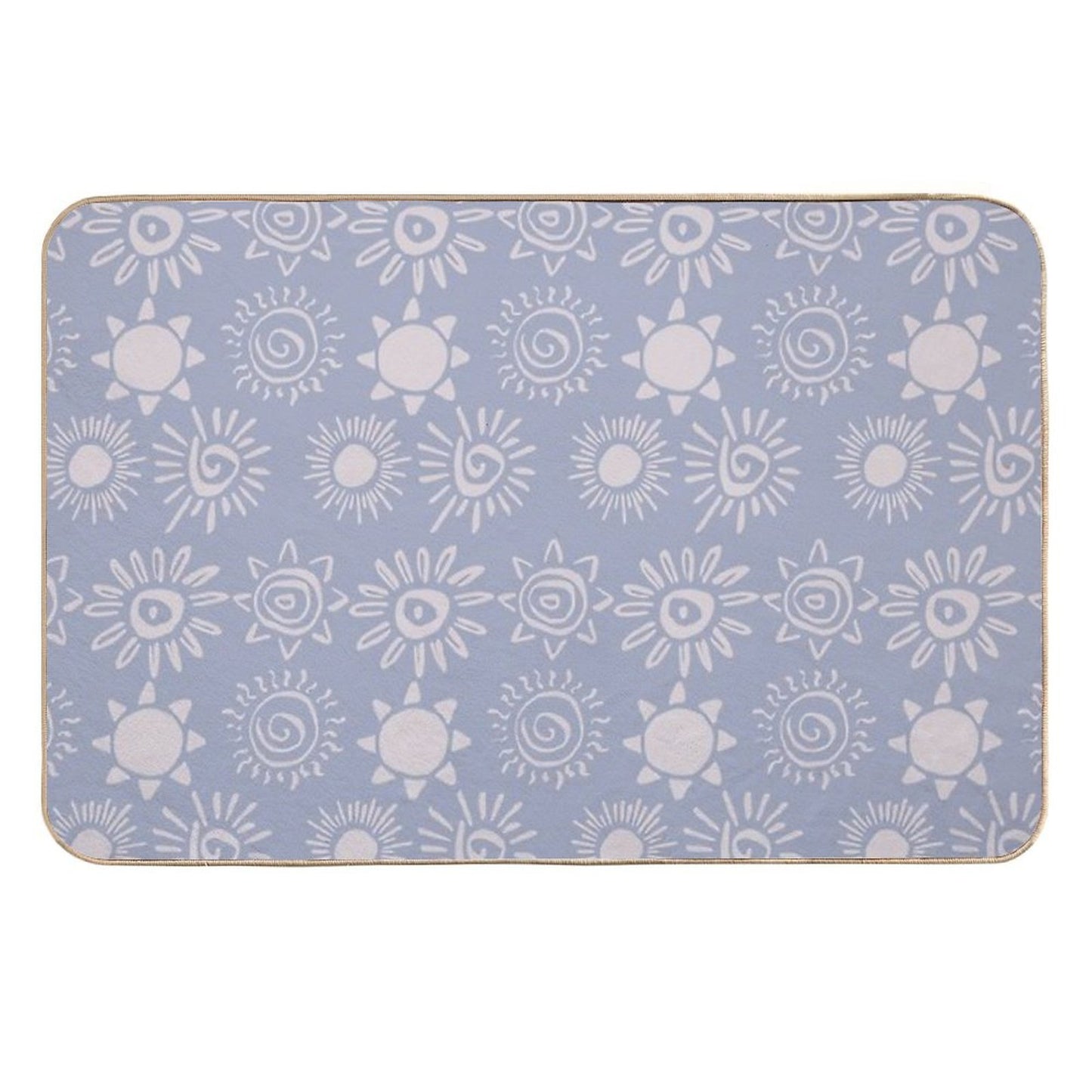 Magical Sun Bohemian Dreamy Aesthetic In Muted Colors Pigeon Blue  Anti-Trip Bath Mat