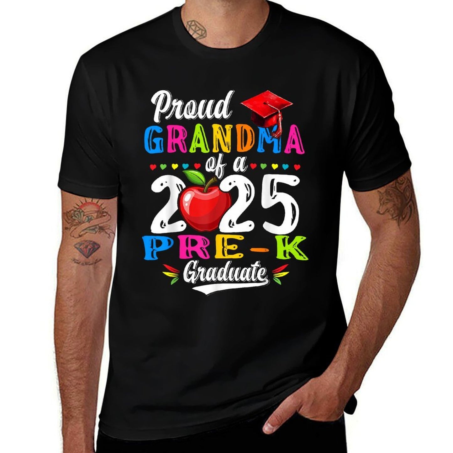 Proud Grandma Of 2025 Pre-K Graduate Graduation Pre-K  Wrinkle-resistant T-Shirt