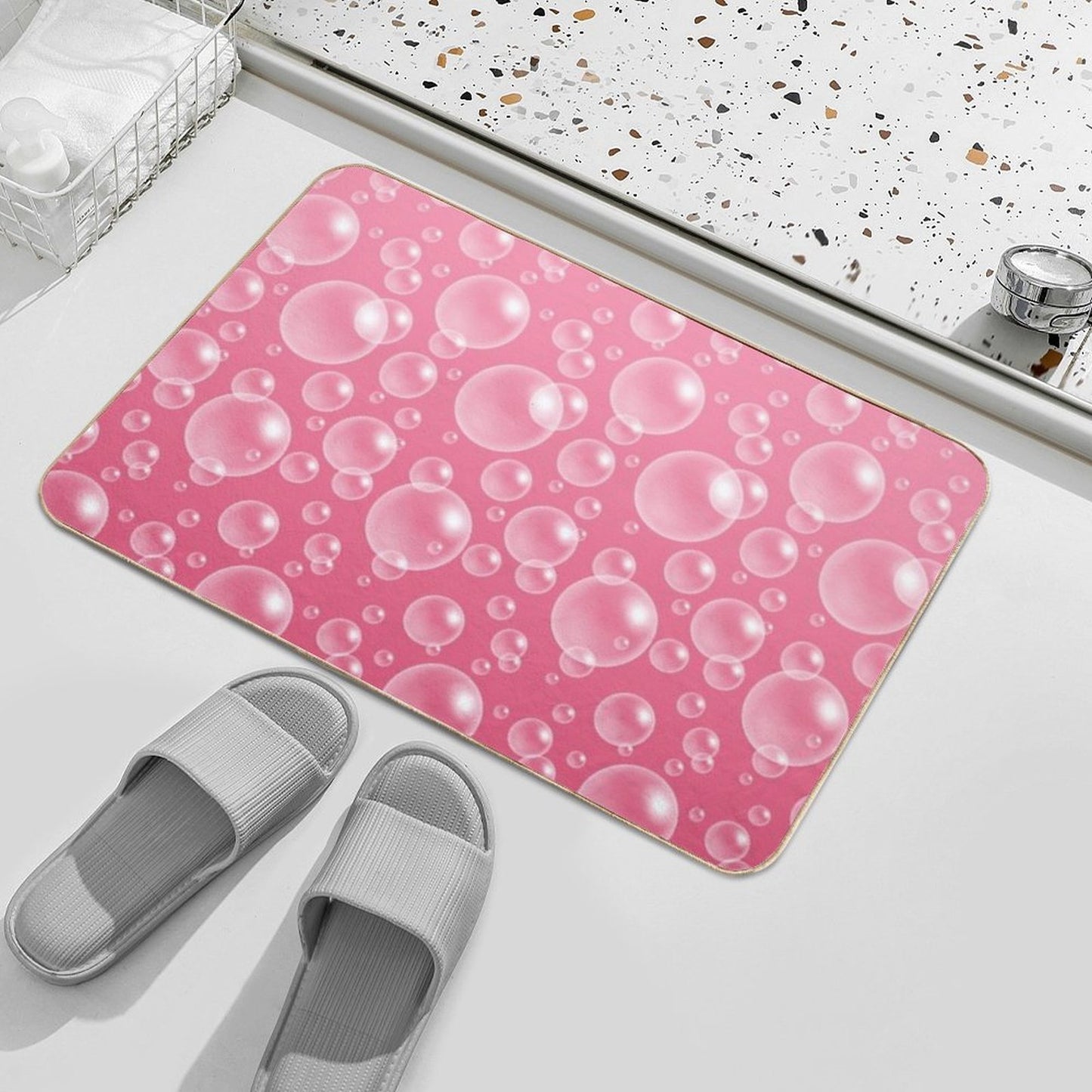 Ombre Pink Bubbles  Absorbent Bath Mat