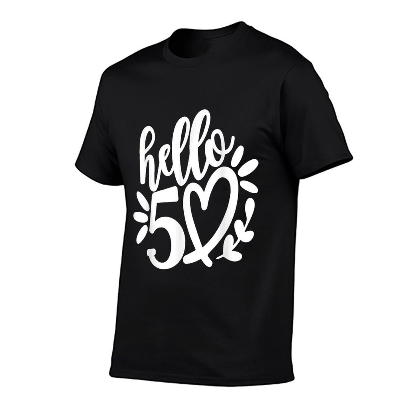 Hello 50 with Cute Heart, Hello Fifty Squad, 50th Birthday  Trendy Pattern T-Shirt