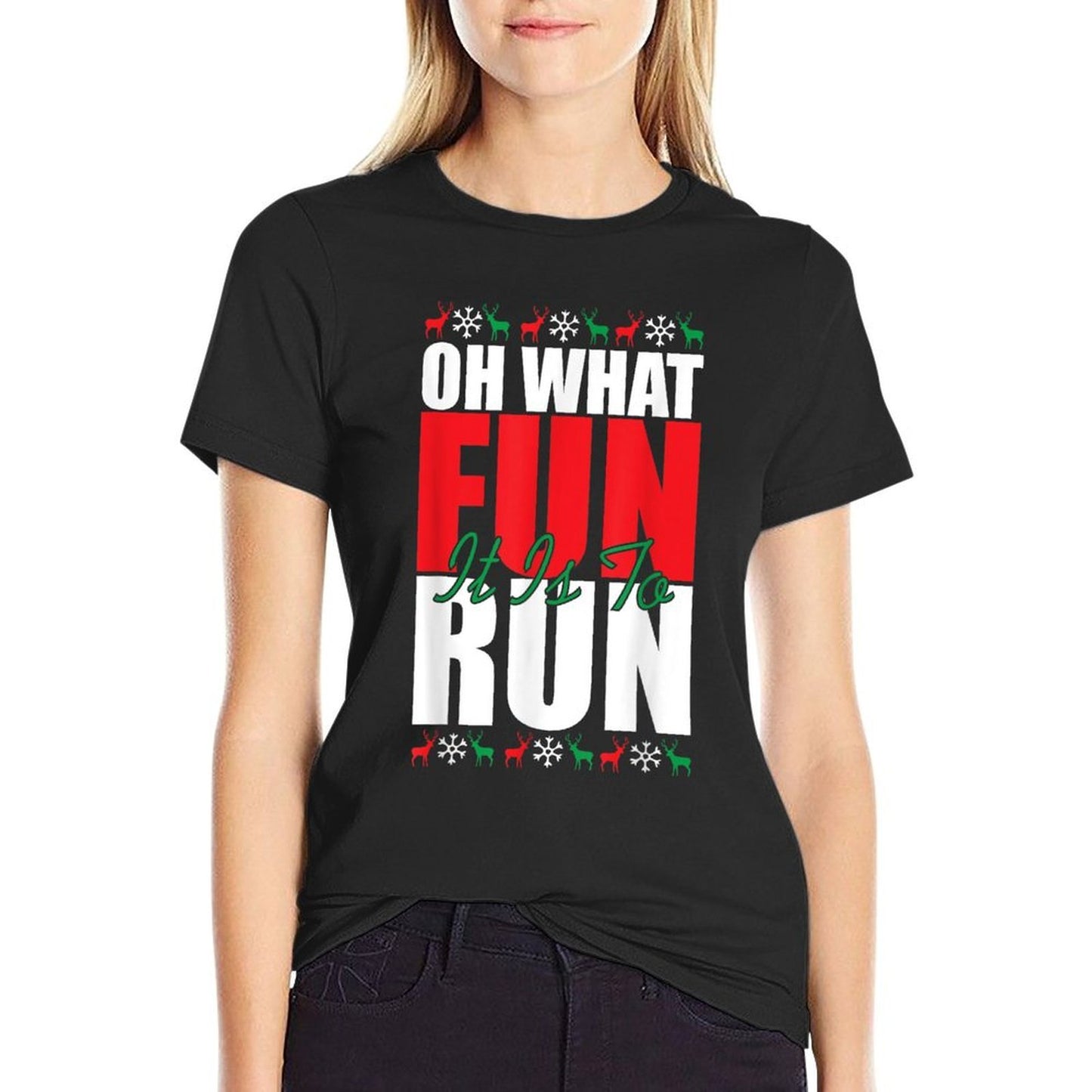 Oh What Fun It Is To Run Xmas Santa Runner Funny Running  Quick-drying T-Shirt