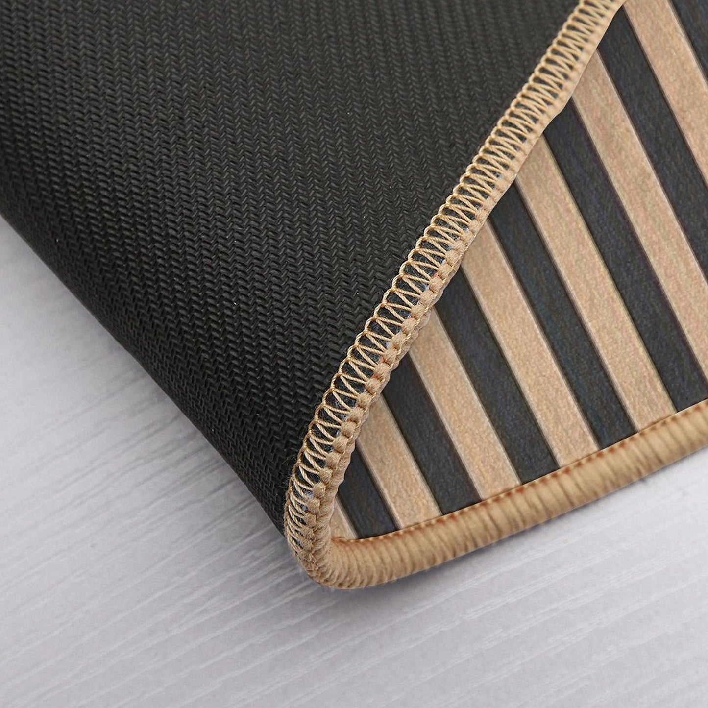 Black And Beige Stripped Pattern  Dirt-Trapping Bath Mat