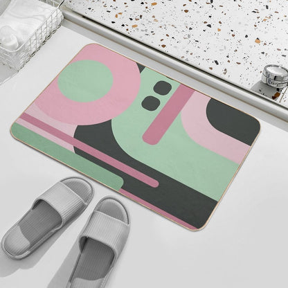 Art Deco Composition Pink And Green #2  Stain-Proof Bath Mat