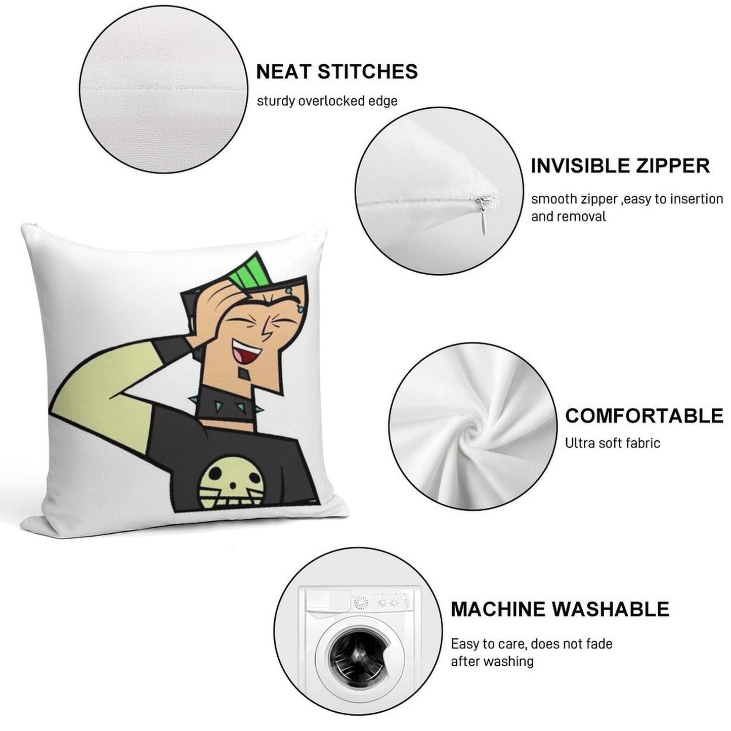 Duncan - Total Drama Soft Easy Maintenance Throw Pillow