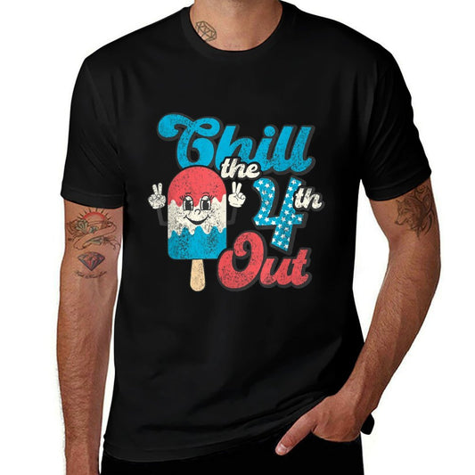 Retro Chill The Fourth Out Cute 4th of July Women Popsicle  Soft T-Shirt