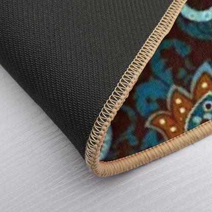 Turquoise Brown Vintage Paisley  Easy To Clean Bath Mat