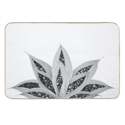 Gray Agave with Black Silver Glam #1 (Photo of Glitter Only - Not Reflective)  Slip-Resistant Bath Mat