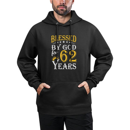 Vintage Blessed by God for 62 Years Happy 62nd Birthday Customizable Surface Hoodie