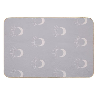 Cute Sun And Moon Design Boho Aesthetic In Muted Colors Blue Gray  Absorbent Bath Mat