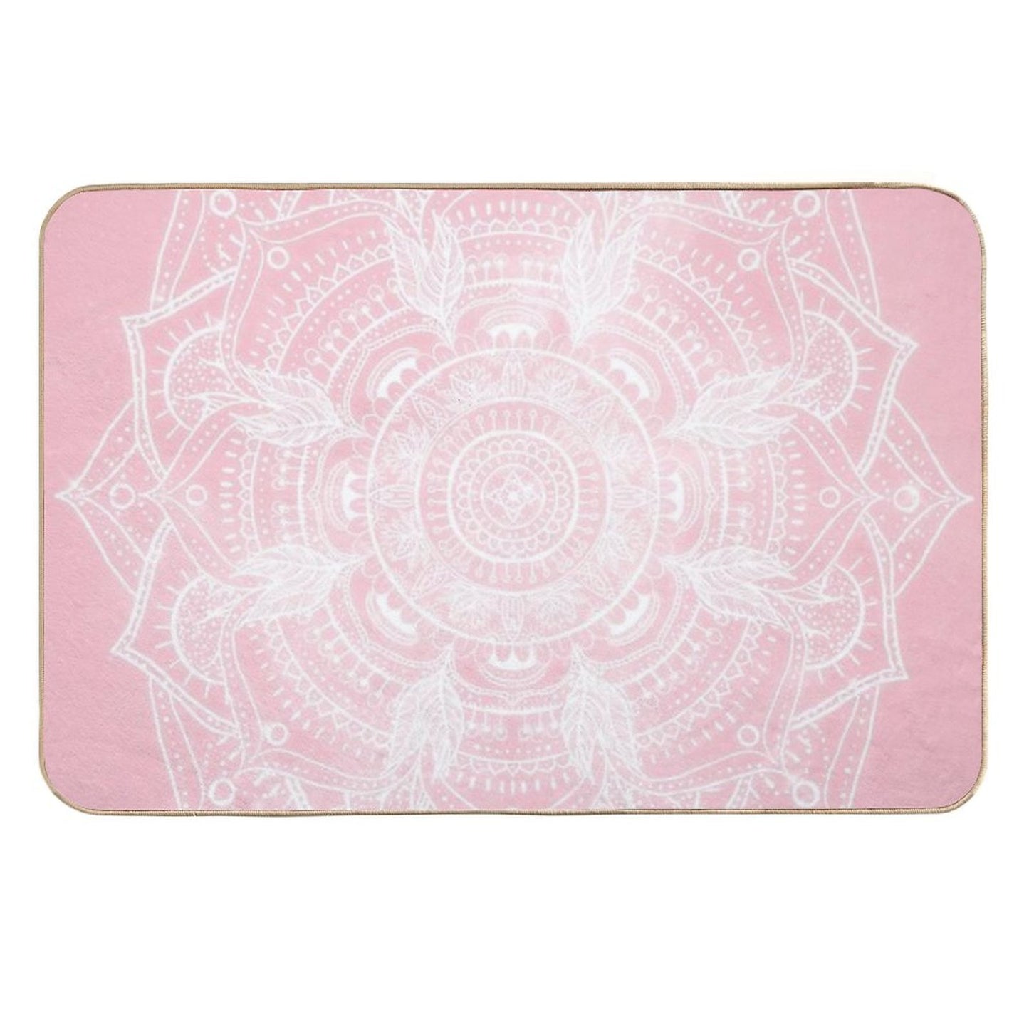 Elegant White Mandala Pink Nebula Design  Easy Maintenance Bath Mat